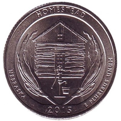 Национальный монумент Гомстед. Монета 25 центов (P). 2015 год, США.