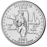Иллинойс. Монета 25 центов (D). 2003 год, США.