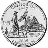 Калифорния. Монета 25 центов (P). 2005 год, США.