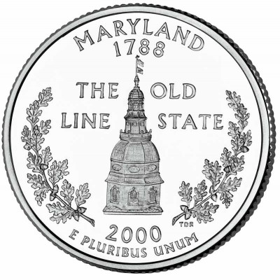 Мэриленд. Монета 25 центов (D). 2000 год, США.
