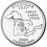 Мичиган. Монета 25 центов (P). 2004 год, США.