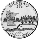 Миннесота. Монета 25 центов (P). 2005 год, США.