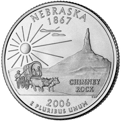 Небраска. Монета 25 центов (P). 2006 год, США.