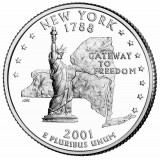 Нью-Йорк. Монета 25 центов (D). 2001 год, США.