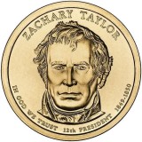 12-й президент США. Закари Тейлор. Монетный двор D. 1 доллар, 2009 год, США.