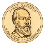 20-й президент США. Джеймс Гарфилд. Монетный двор P. 1 доллар, 2011 год, США.