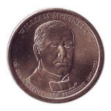 25-й президент США. Уильям Мак-Кинли. Монетный двор D. 1 доллар, 2013 год, США.