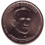 30-й президент США. Калвин Кулидж. Монетный двор D. 1 доллар, 2014 год, США.