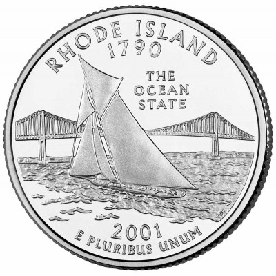 Род-Айленд. Монета 25 центов (D). 2001 год, США.