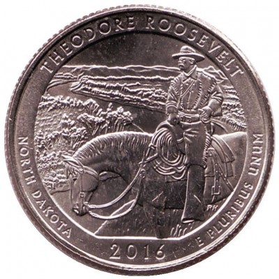 Национальный парк Теодор Рузвельт. Монета 25 центов (D). 2016 год, США.