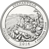 Национальный парк Шенандоа. Монета 25 центов (P). 2014 год, США.
