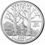 Вермонт. Монета 25 центов (D). 2001 год, США.