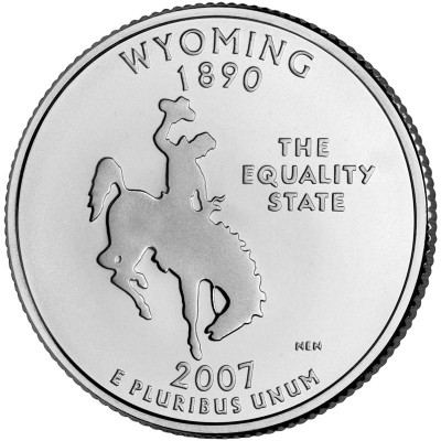 Вайоминг. Монета 25 центов (D). 2007 год, США.