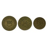 Набор монет Туниса (3 штуки). 20, 50, 100 миллимов, 1960-1996 гг.