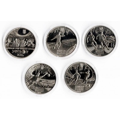 Чемпионат Европы по футболу 2012 года (Польша-Украина). Набор из 5 монет (5 гривен), 2012 год, Украина.