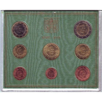 Годовой набор монет евро Ватикана в буклете. 2010 год, Ватикан.