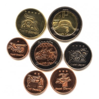 Центральная Америка  Ацтеки — набор из 7 монет