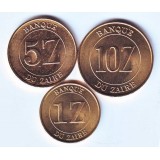 Набор монет Заира (3 штуки). 1987-88 гг, Заир.
