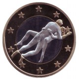 6 эросов (Sex euros). Сувенирный жетон. (Вар. 19)