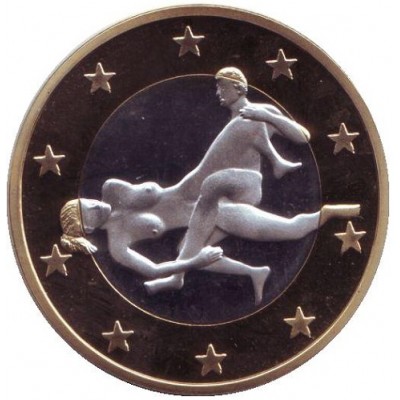 6 эросов (Sex euros). Сувенирный жетон. (Вар. 24)