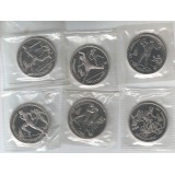 Олимпиада в Барселоне. Набор монет номиналом 1 рубль (6 штук), 1991 год (В запайке)