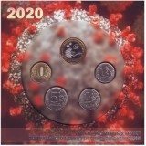 Набор разменных монет 2020 года с сувенирным жетоном в буклете "Пандемия COVID-19" 2020 год, Россия.